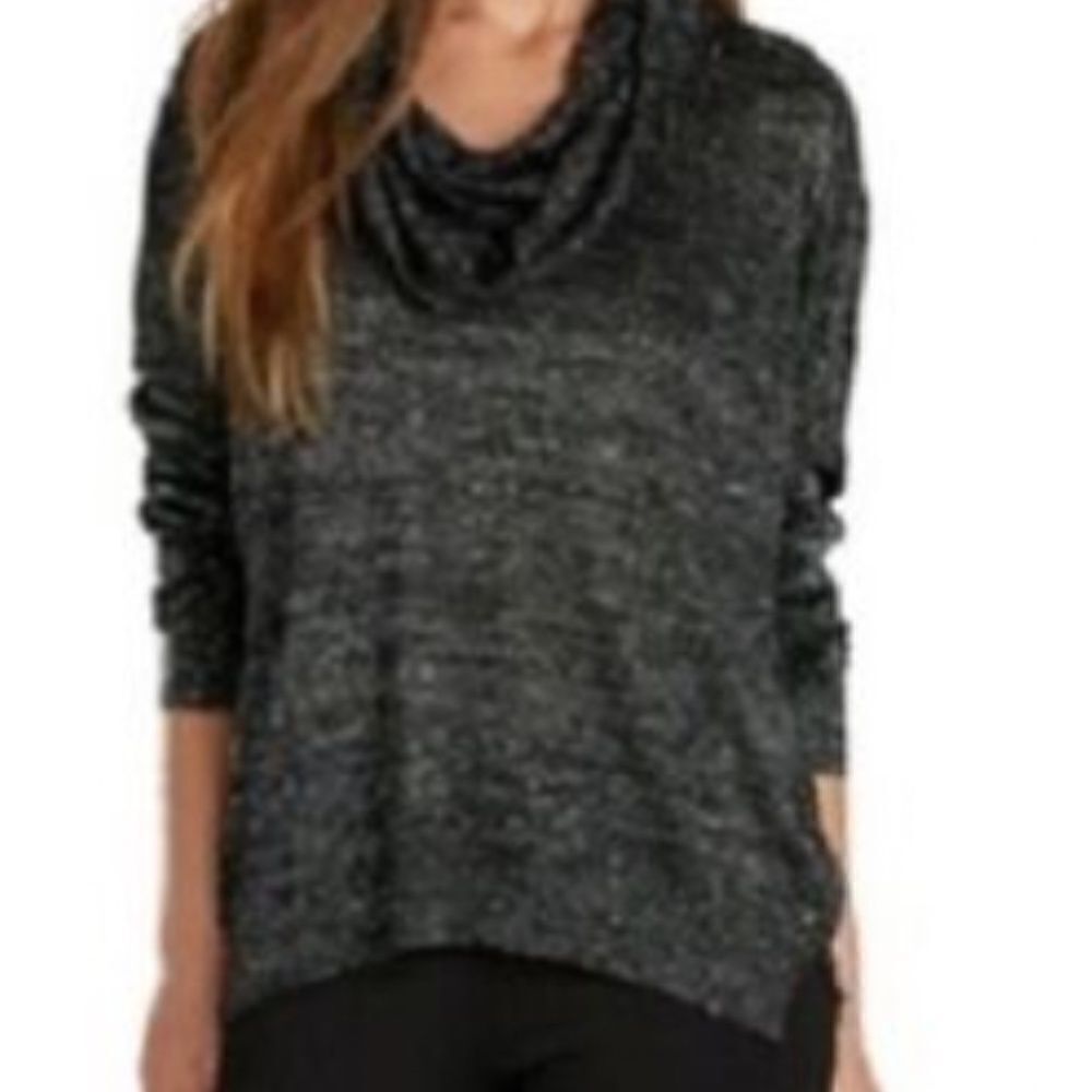 Joie Mildred Cowl Neck Gray Metallic Sweater Pullover Black XS